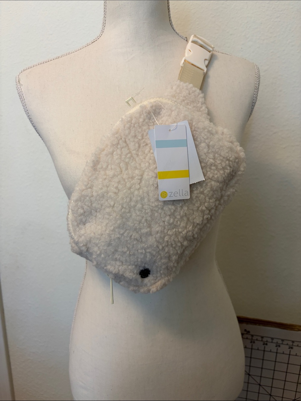 Zella Womens Cream Sherpa Everywhere Belt Bag Cream NWT
